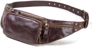 ROLTIN Leather Waist Packs Belt Bags Men Phone Pouch Bag with Card Holder Travel Waist Pack Male Handbags