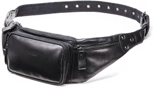 ROLTIN Leather Waist Packs Belt Bags Men Phone Pouch Bag with Card Holder Travel Waist Pack Male Handbags