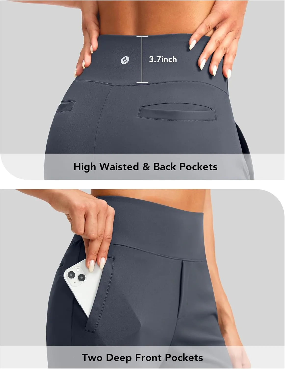 SANTINY Women's 9" High Waisted Bermuda Shorts with 4 Pockets Knee Length Long Shorts for Women Workout Athletic Casual