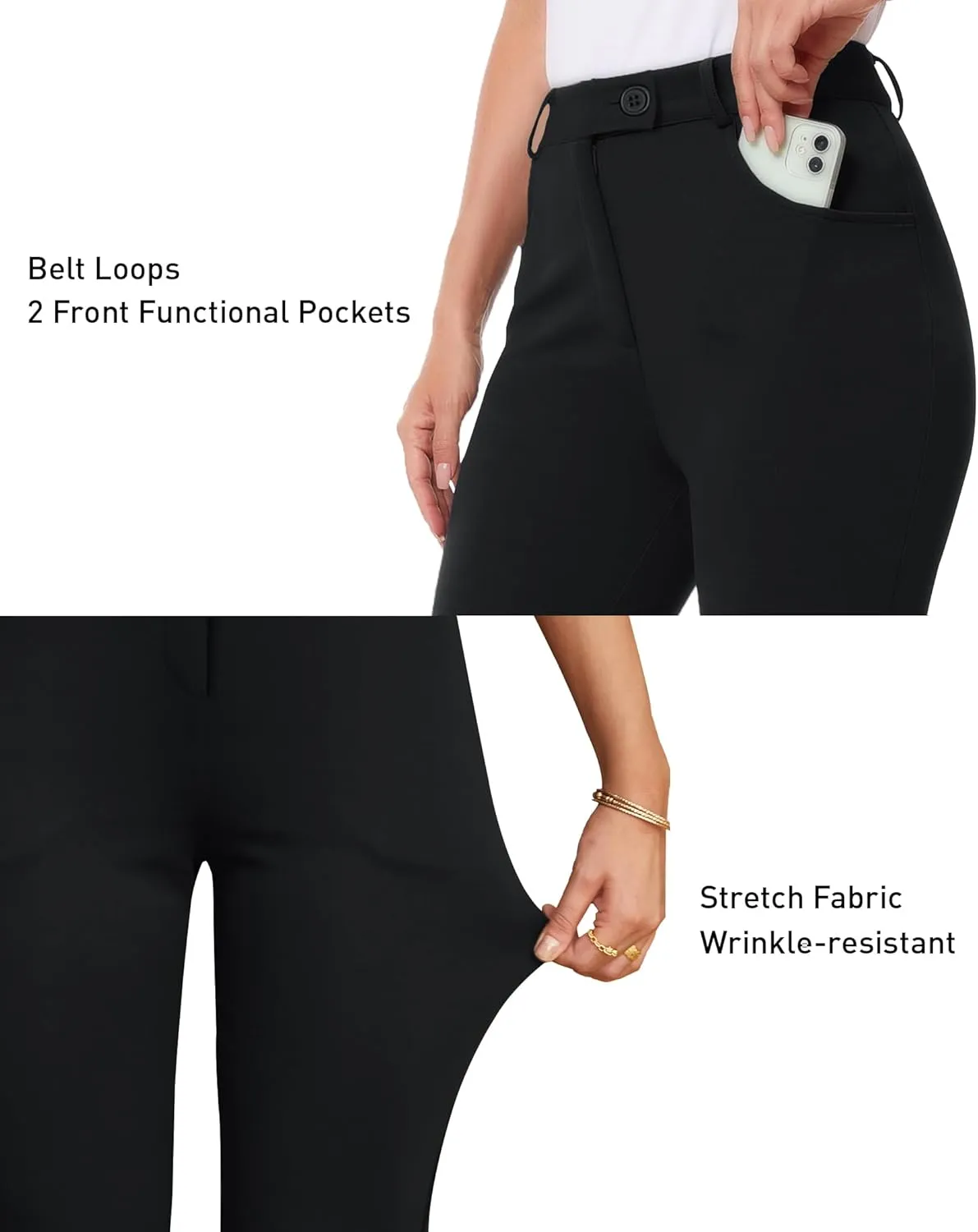 siliteelon Women's Straight Leg Dress Pants Stretchy High Waisted Work Office Trousers Yoga Bootcut Slacks with Pockets