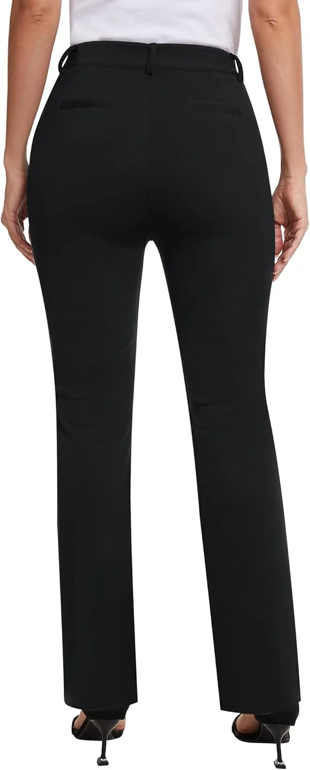 siliteelon Women's Straight Leg Dress Pants Stretchy High Waisted Work Office Trousers Yoga Bootcut Slacks with Pockets