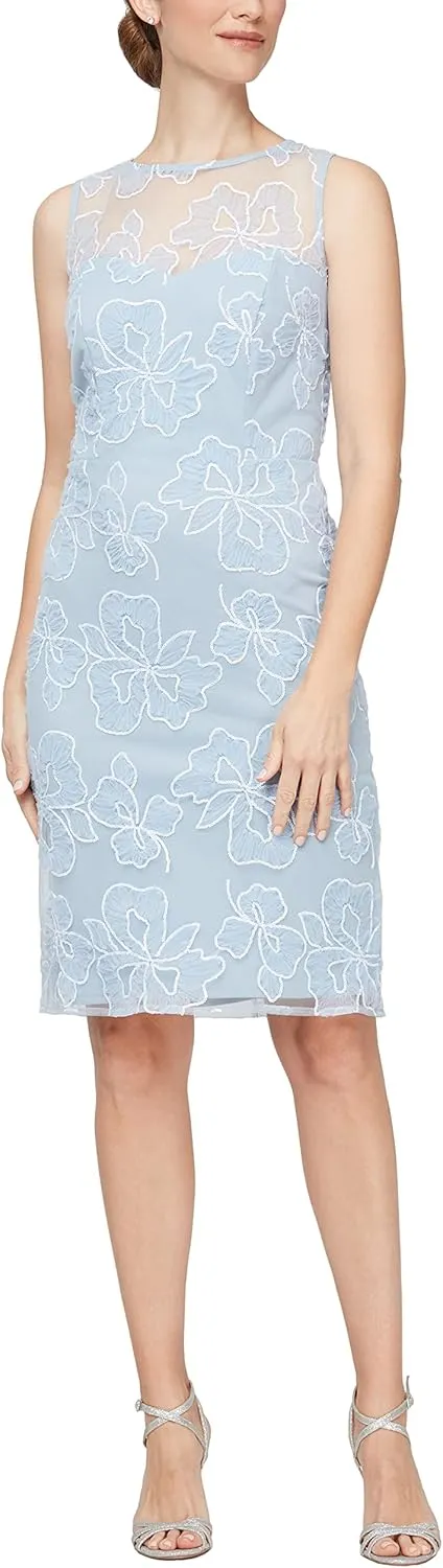 S.L. Fashions Women's Chiffon Tier Jacket Dress with Beaded Neck and Cuffs