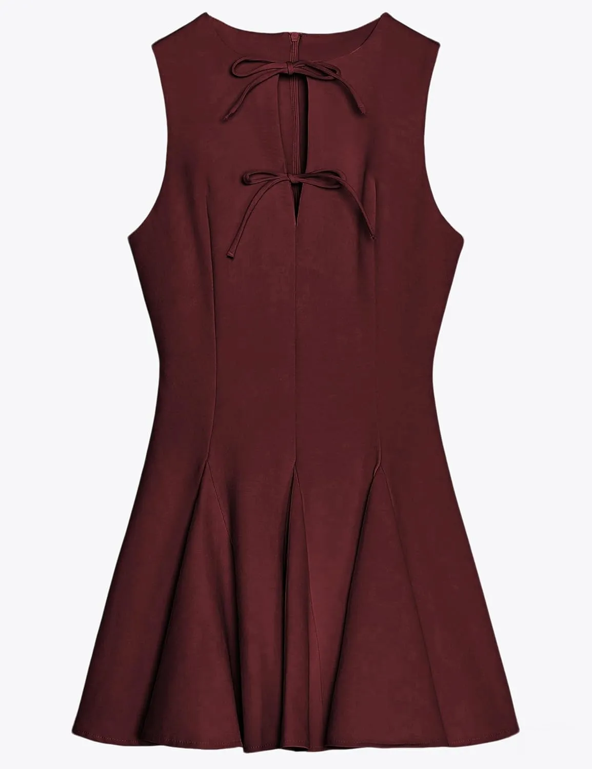 Sleeveless A Line Mini Dress for Women Summer Tie Front Club Party Bow Short Dresses