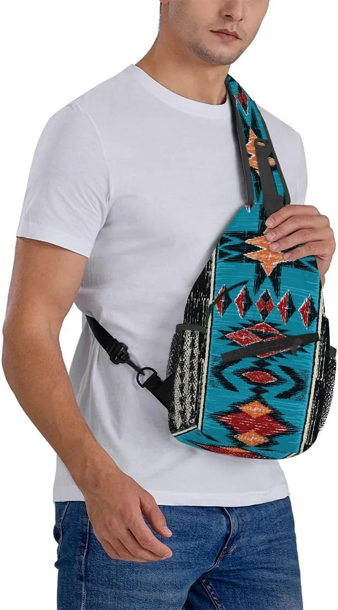 Sling Bag for Women Men, Aztec Fanny Pack Crossbody Backpack Shoulder Belt Bags Chest Purses for Travel Hiking Cycling