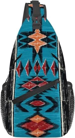 Sling Bag for Women Men, Aztec Fanny Pack Crossbody Backpack Shoulder Belt Bags Chest Purses for Travel Hiking Cycling
