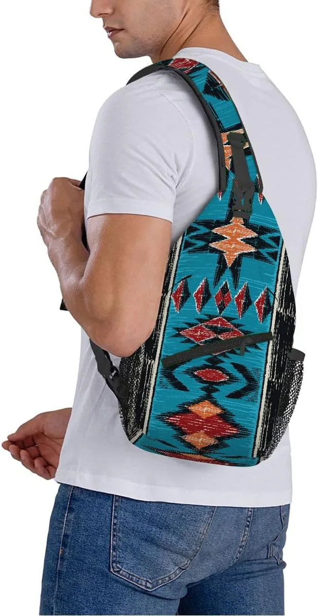 Sling Bag for Women Men, Aztec Fanny Pack Crossbody Backpack Shoulder Belt Bags Chest Purses for Travel Hiking Cycling