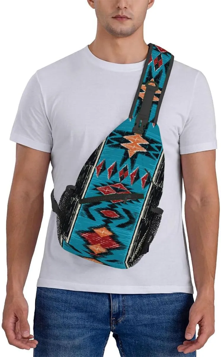 Sling Bag for Women Men, Aztec Fanny Pack Crossbody Backpack Shoulder Belt Bags Chest Purses for Travel Hiking Cycling