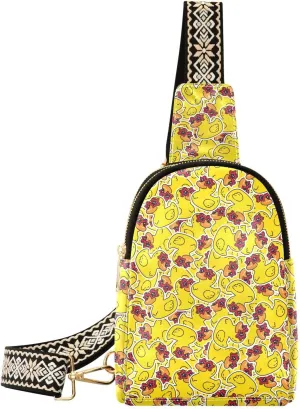 Sling Bag For Women Rubber Duck Star Small Leather Fanny Pack Crossbody Purses for Women Trendy,waterproof Chest Bag With Wide Strap with Adjustable Strap Anti Theft