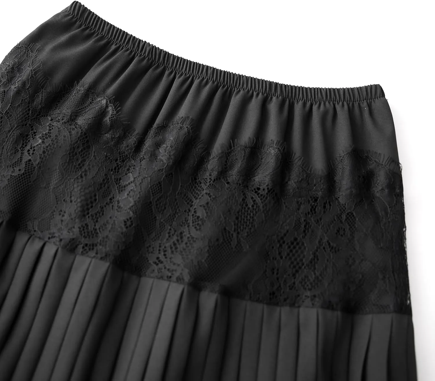 SOLILOQUY Women Y2k Lace Midi Skirts Fairy Lace Half Slip Skirt Pleated Ruffle Floral Lace Tiered Maxi Long Skirt Underskirt