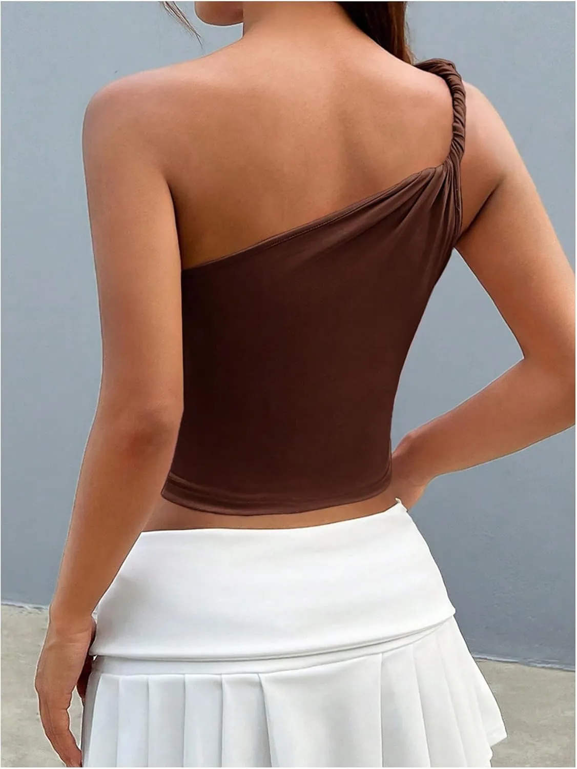 SOLY HUX Women's Summer One Shoulder Tank Top Sleeveless T Shirt Slim Fit Going Out Crop Tops