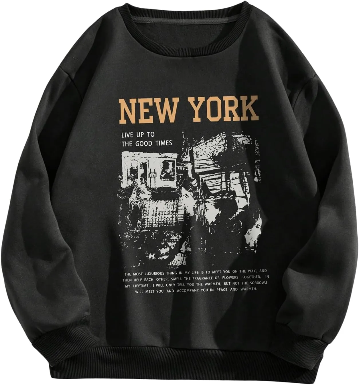 SOLY HUX Women's Sweatshirt Letter Print Graphic Drop Shoulder Long Sleeve Pullover Tops