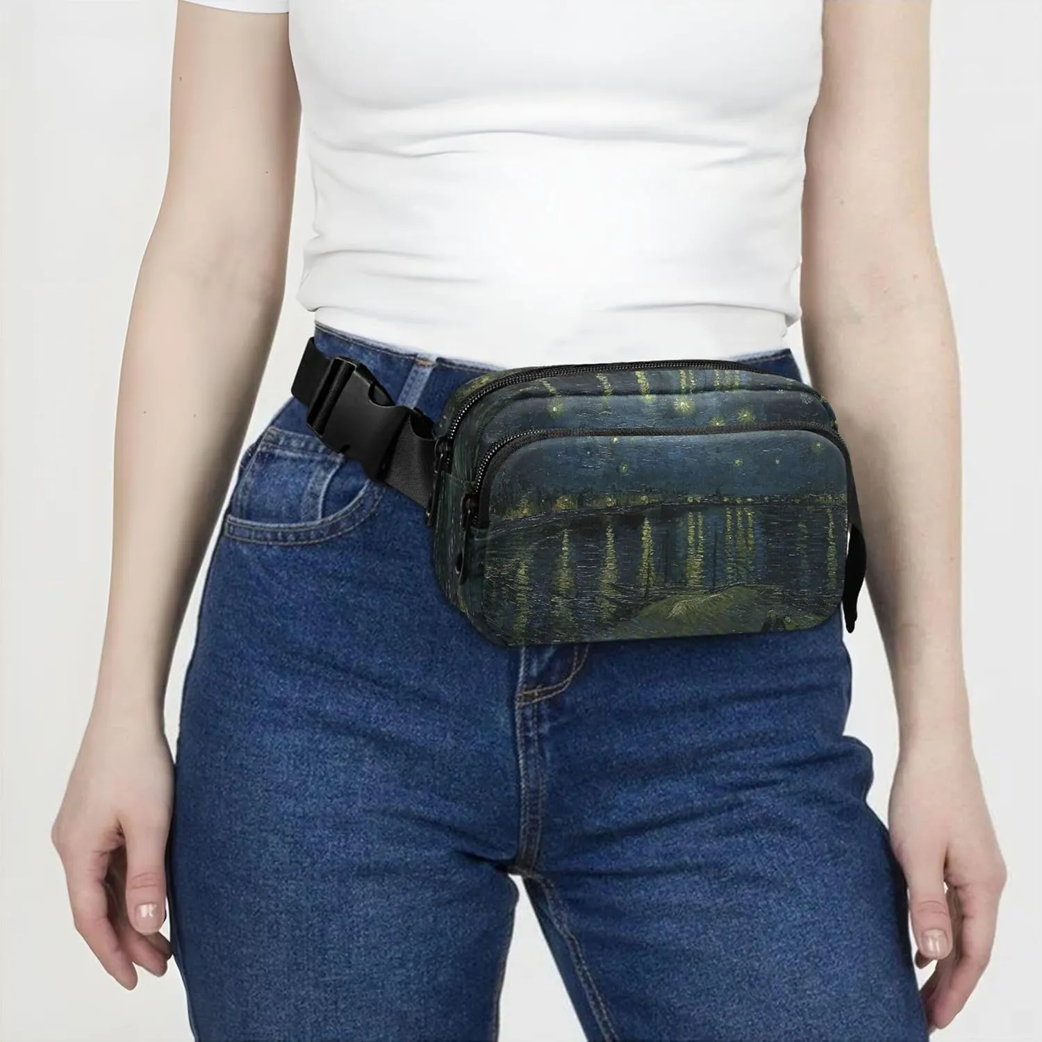 Starry Night Vangogh Prints Fanny Pack for Women Waterproof Belt Bags Hip Pack Pattern Waist Pack for Women