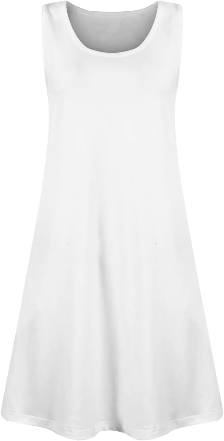 Summer Dresses for Women 2025 Boho Floral Print Sleeveless Beach Vacation Sundress T-Shirt Tank Dress with Pockets