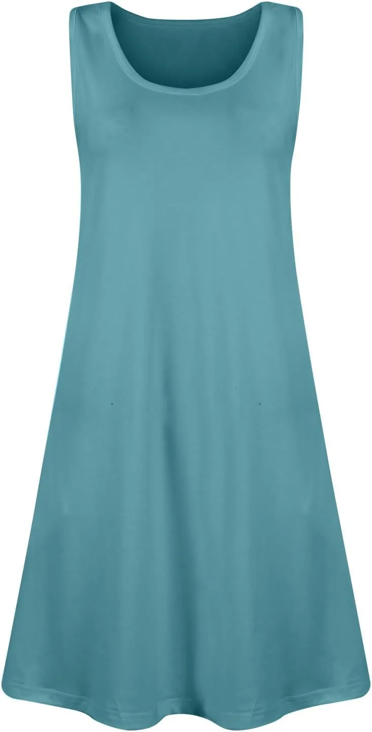 Summer Dresses for Women 2025 Boho Floral Print Sleeveless Beach Vacation Sundress T-Shirt Tank Dress with Pockets