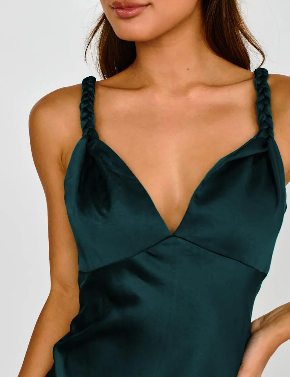 Summer Satin Braided Spaghetti Strap V Neck Maxi Dress for Women Elegant Silk Sleeveless Backless Midi Prom Dress