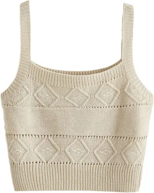 SweatyRocks Women's Sleeveless Solid Knit Straps Crop Tank Tops