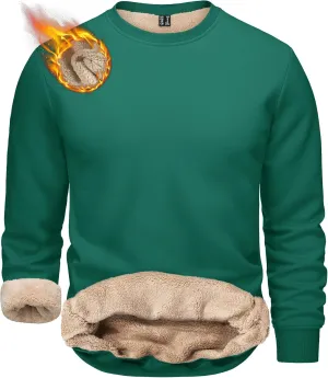 TACVASEN Men's Crewneck Sweatshirt Warm Sherpa Lined Sweatshirts Heavyweight Long Sleeve Underwear Winter Fleece Pullover