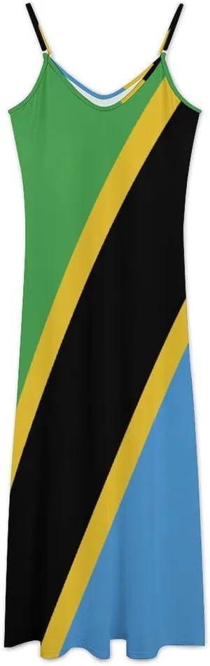 TAIZIYEAH Jamaica Flag Women 2025 Camisole Long Skirt with Pockets Casual Dress Sleeveless Dress with Designs