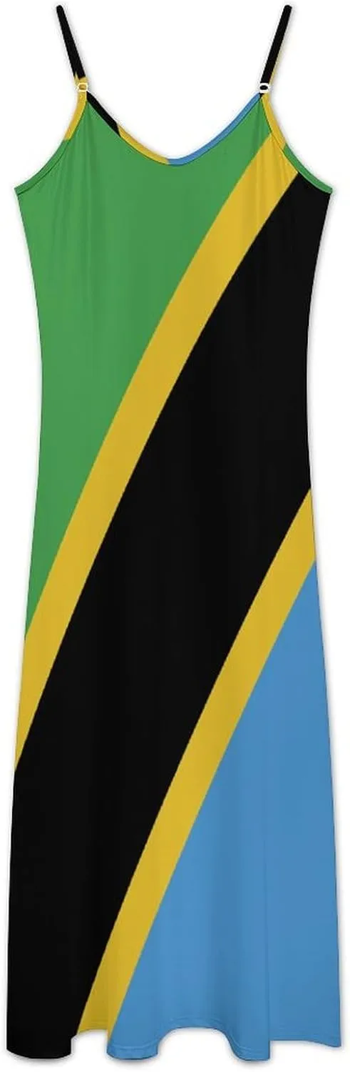 TAIZIYEAH Jamaica Flag Women 2025 Camisole Long Skirt with Pockets Casual Dress Sleeveless Dress with Designs