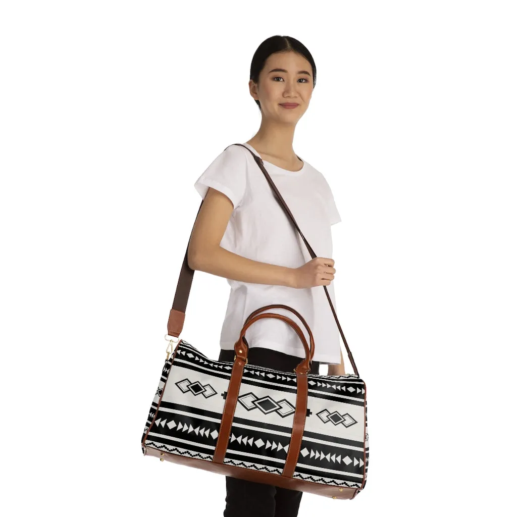 Travel Bag Overnight Bag Southwestern Mohave Valley Waterproof Travel Bag Faux Leather Gold Zipper Bohochic