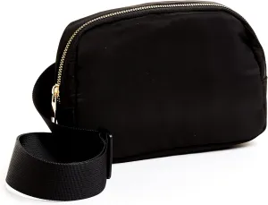 Unisex Adjustable Belt Bag, Small Waist Pack for Running, Workout, Travelling and Hiking (Black)