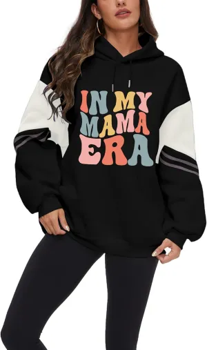 Vivimeng Mama Hoodies for Women Oversized Long Sleeve Sweatshirt In My Mama Era Casual Pullovers Tops S-XXL