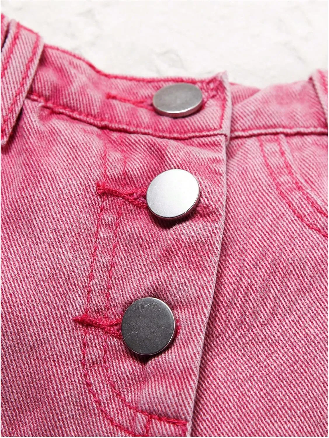 WDIRARA Girl's Wrap Button Front Asymmetrical Hem Denim Skort High Waist Skirt Shorts