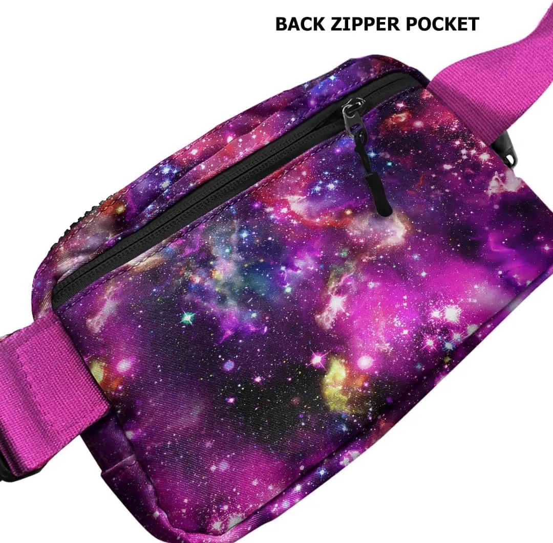 WIRESTER Unisex Waist Belt Bag with Adjustable Strap, Fashionable Crossbody Fanny Pack Bag For Travel Running Hiking - Purple Nebula Galaxy