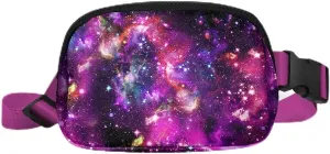 WIRESTER Unisex Waist Belt Bag with Adjustable Strap, Fashionable Crossbody Fanny Pack Bag For Travel Running Hiking - Purple Nebula Galaxy