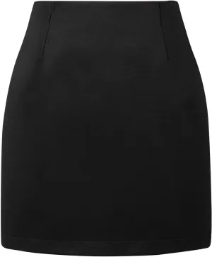 Women Elegant Lettuce Trim Solid High Waisted Pencil Midi Skirt Long Jean Skirts with Waist Control Top