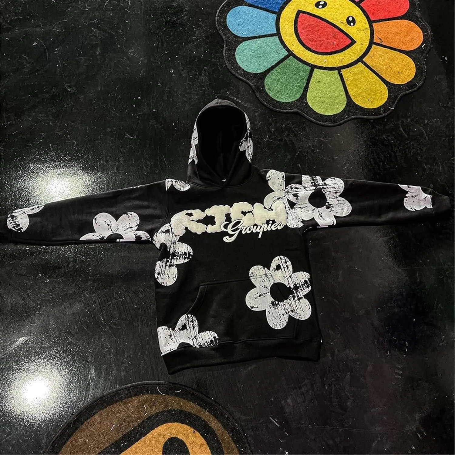 Women Men Y2K Hoodie Puff Letter Graphic Vintage Oversized Hoodies Emo Aesthetic Hooded Pullover Sweatshirt Streetwear