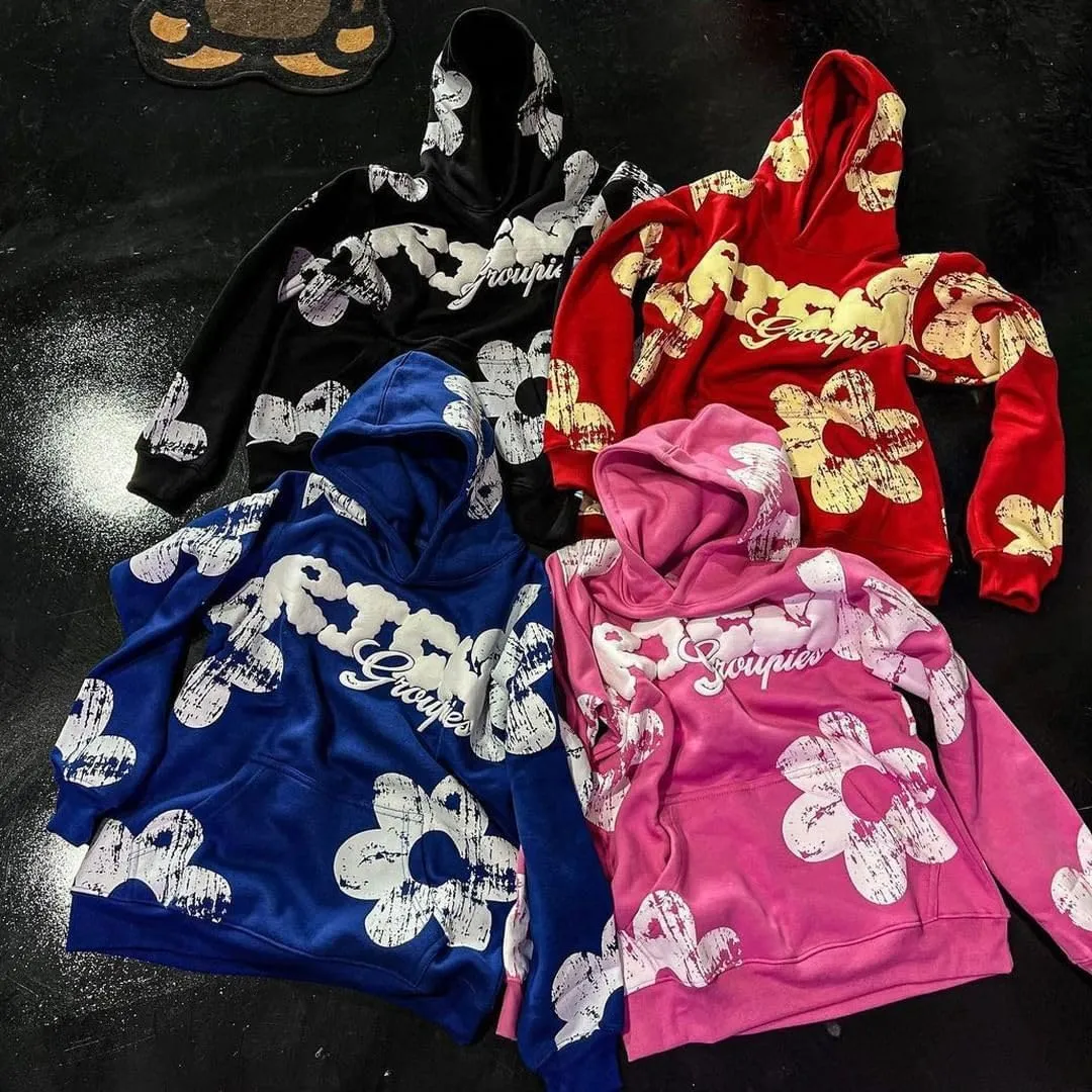 Women Men Y2K Hoodie Puff Letter Graphic Vintage Oversized Hoodies Emo Aesthetic Hooded Pullover Sweatshirt Streetwear