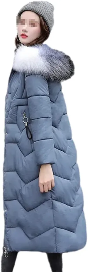 Women Winter Jacket Parkas Long Coat Fur Collar Hooded Overcoat Female Warm Padded Cotton Parka Outwear Plus Size