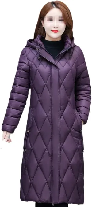 Women Winter Long Jacket Hooded Casual Thicken Warm Padded Cotton Coat Female Parkas Overcoat