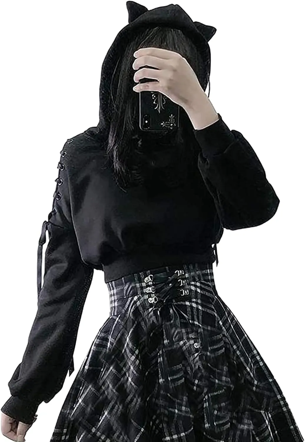 Women Y2K Hoodie Jacket Long Sleeve Graphic Zip Up Hoodie 90s Vintage Hooded Sweatshirt Tops E-Girls Streetwear