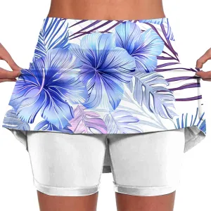Women's High-Waisted Skirt with Shorts Floral Printed Mini Tennis Athletic Golf Skirts Teen Girls Skater Skorts