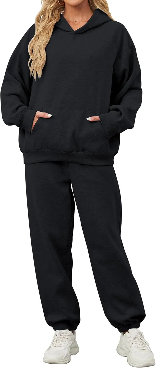 Women's Hoodie and Sweatpants Set for Women 2 Piece Outfits Tracksuit Oversized Sweatshirt and High Waist Sweatpants