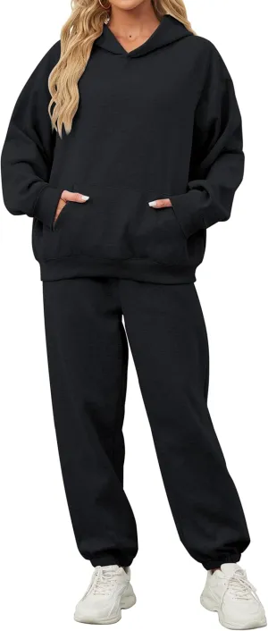 Women's Hoodie and Sweatpants Set for Women 2 Piece Outfits Tracksuit Oversized Sweatshirt and High Waist Sweatpants