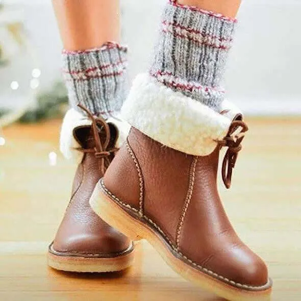 Women's Leather Ankle Boots with Laces