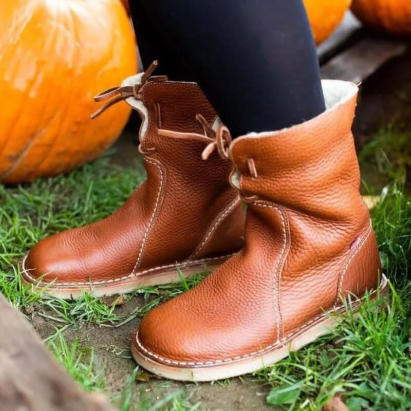 Women's Leather Ankle Boots with Laces