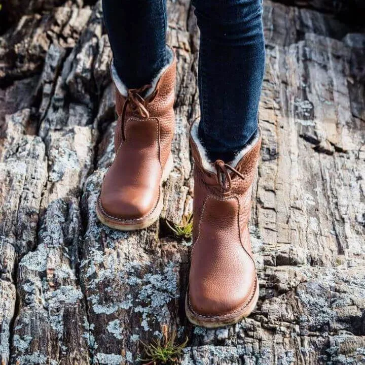 Women's Leather Ankle Boots with Laces