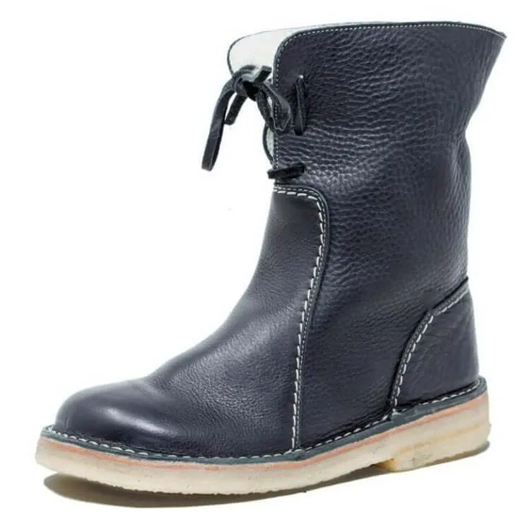 Women's Leather Ankle Boots with Laces