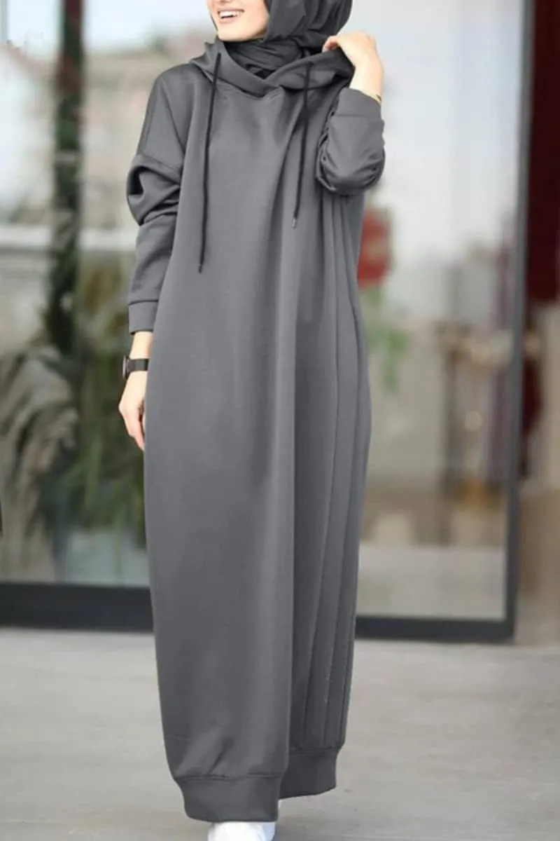 Womens Maxi Long Hoodie Dress Pullover Sweatshirt for Muslin Girl Spring Fall Autumn Winter Loose Dress