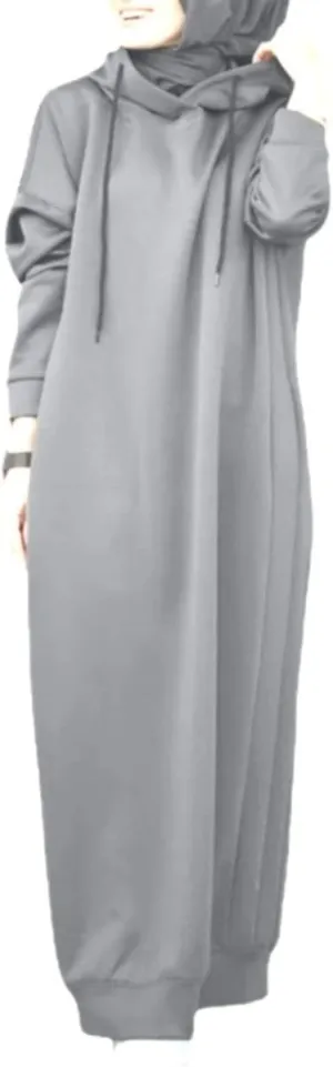 Womens Maxi Long Hoodie Dress Pullover Sweatshirt for Muslin Girl Spring Fall Autumn Winter Loose Dress