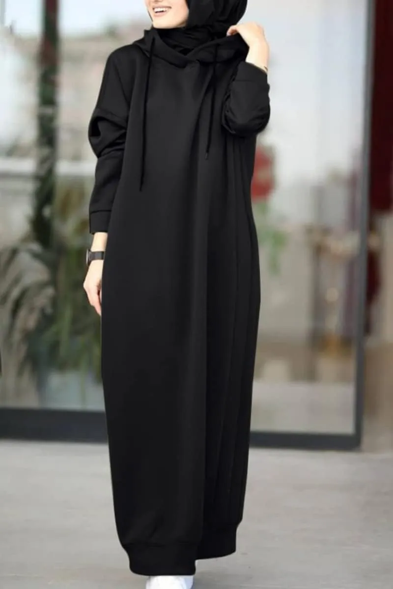 Womens Maxi Long Hoodie Dress Pullover Sweatshirt for Muslin Girl Spring Fall Autumn Winter Loose Dress