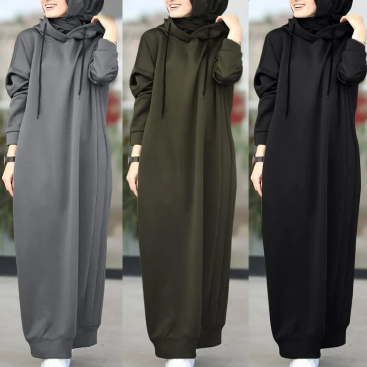 Womens Maxi Long Hoodie Dress Pullover Sweatshirt for Muslin Girl Spring Fall Autumn Winter Loose Dress