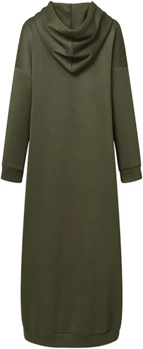 Womens Maxi Long Hoodie Dress Pullover Sweatshirt for Muslin Girl Spring Fall Autumn Winter Loose Dress