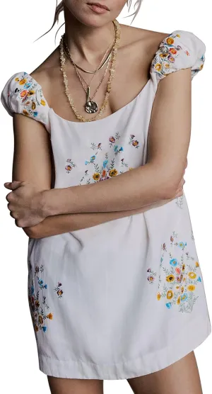 Womens Summer Casual Dresses Floral Embroidered Dress Wedding Guest Sundresses for Beach Vacation