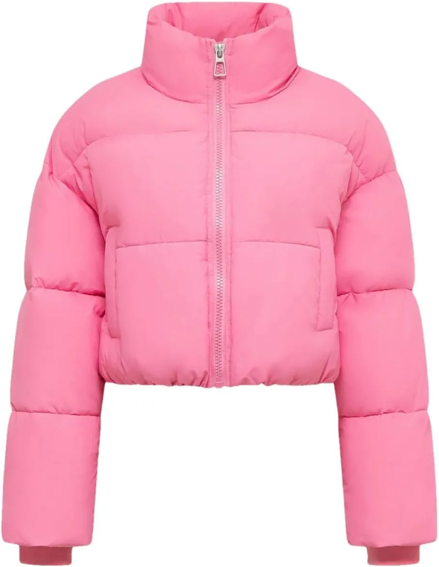 Women's Winter Short Down Jacket Lightweight Long Sleeve Zipper Stand Collar Solid Color Warm Streetwear