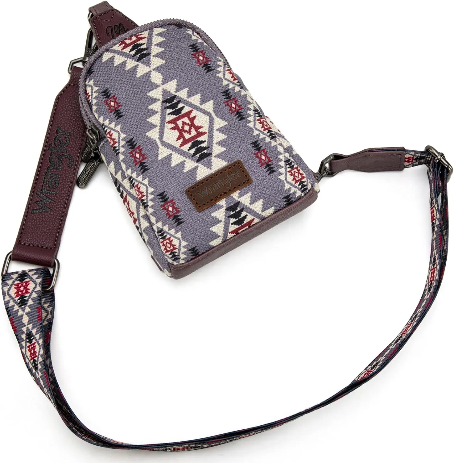 Wrangler Aztec Crossbody Sling Bags for Women Southwestern Print Purse with Detachable Strap